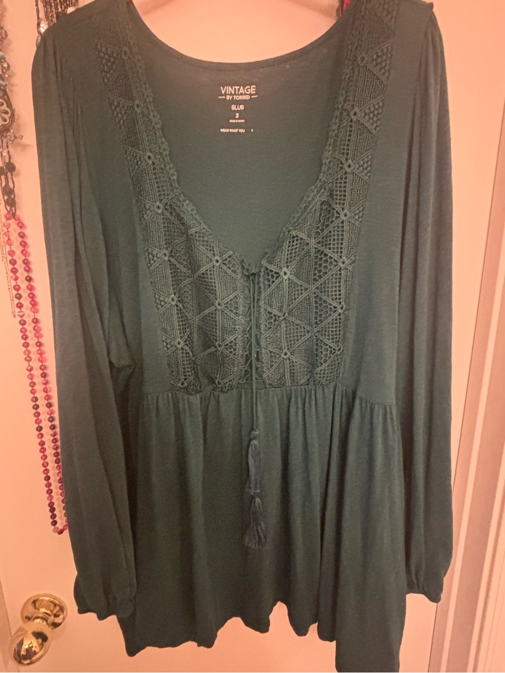 torrid Forest Green Crochet-Trim Peasant Tunic